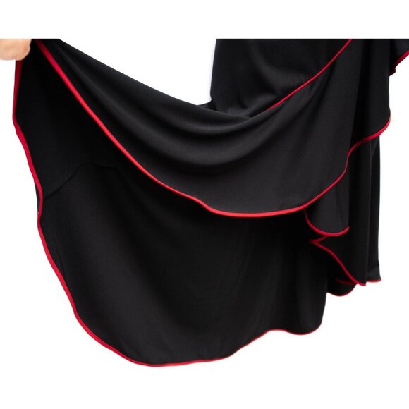 Vtg Niki Tango Dress 10 Halter Ruffled Tiered Hi Lo Black Red Salsa Ballroom USA - Picture 4 of 8